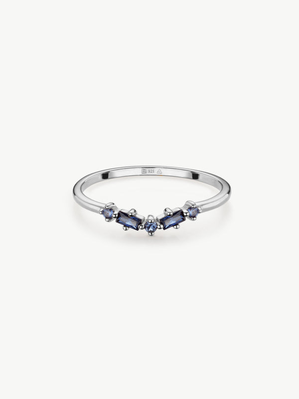 Lab-grown Sapphire wishbone ring in sterling silver
