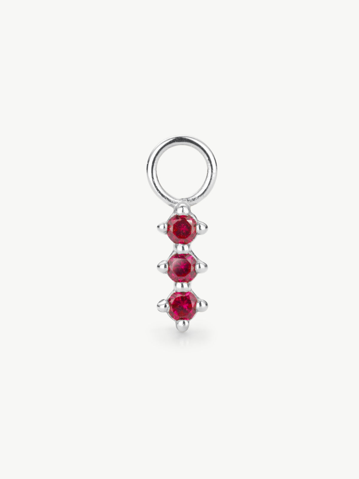  Ruby Triple Earring Charm in Sterling Silver