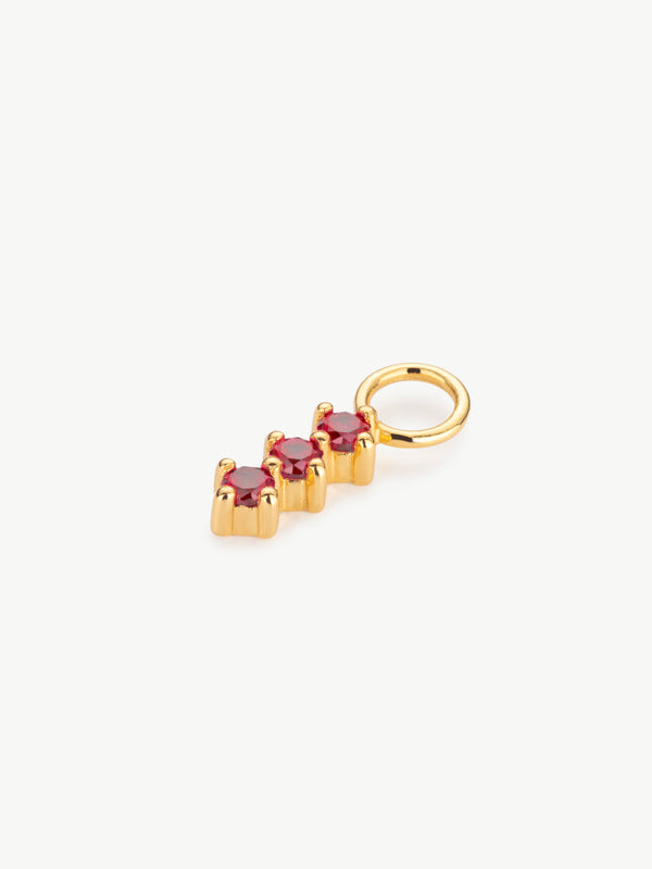 Ruby Triple Earring Charm in Gold Vermeil