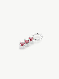 Lab Ruby Triple Earring Charm in Sterling Silver