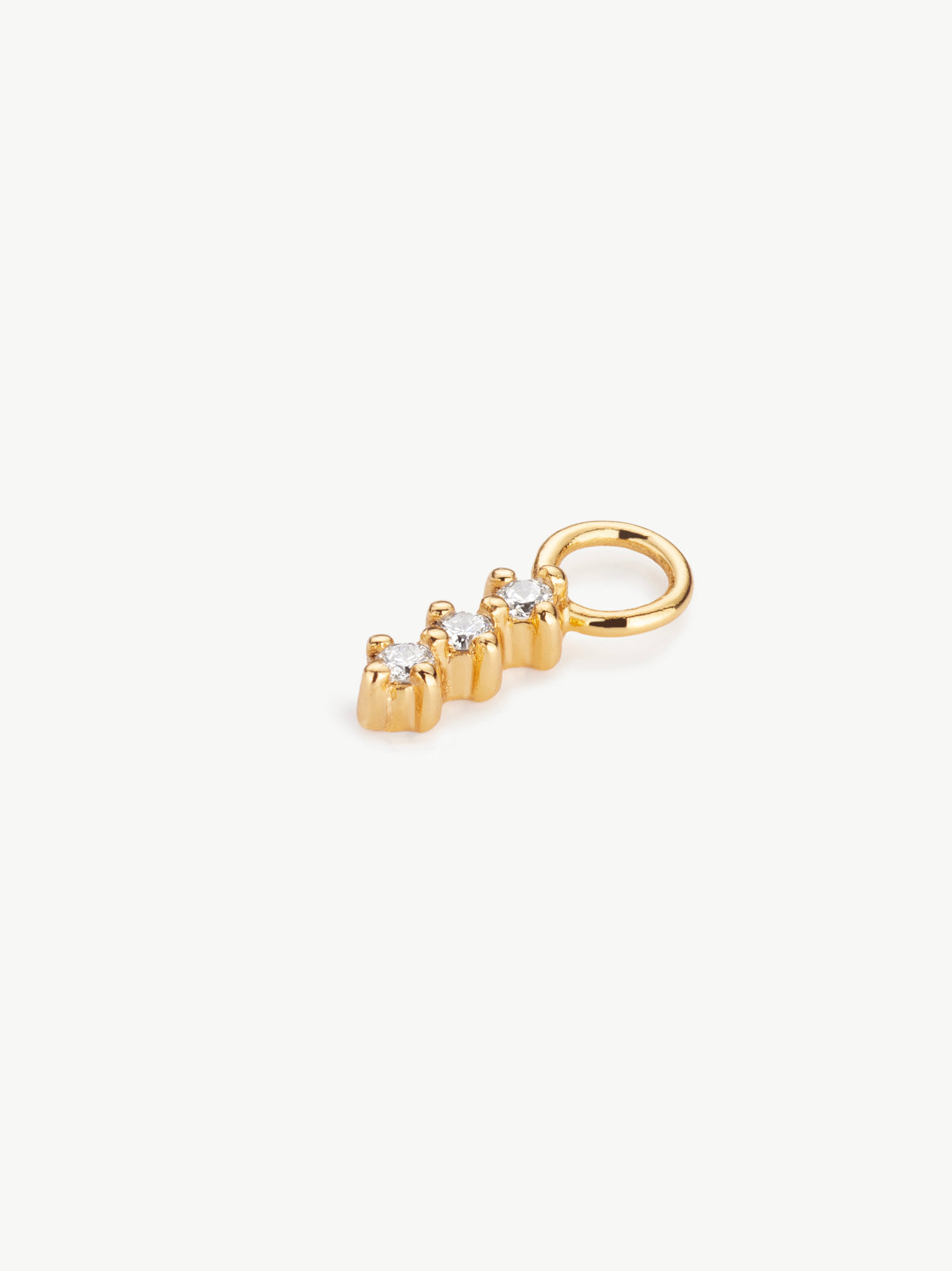 Triple diamond earring charm in gold vermeil