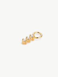 Triple diamond earring charm in gold vermeil