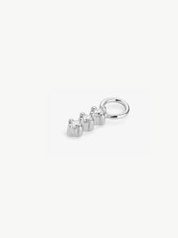 Triple diamond earring charm in sterling silver