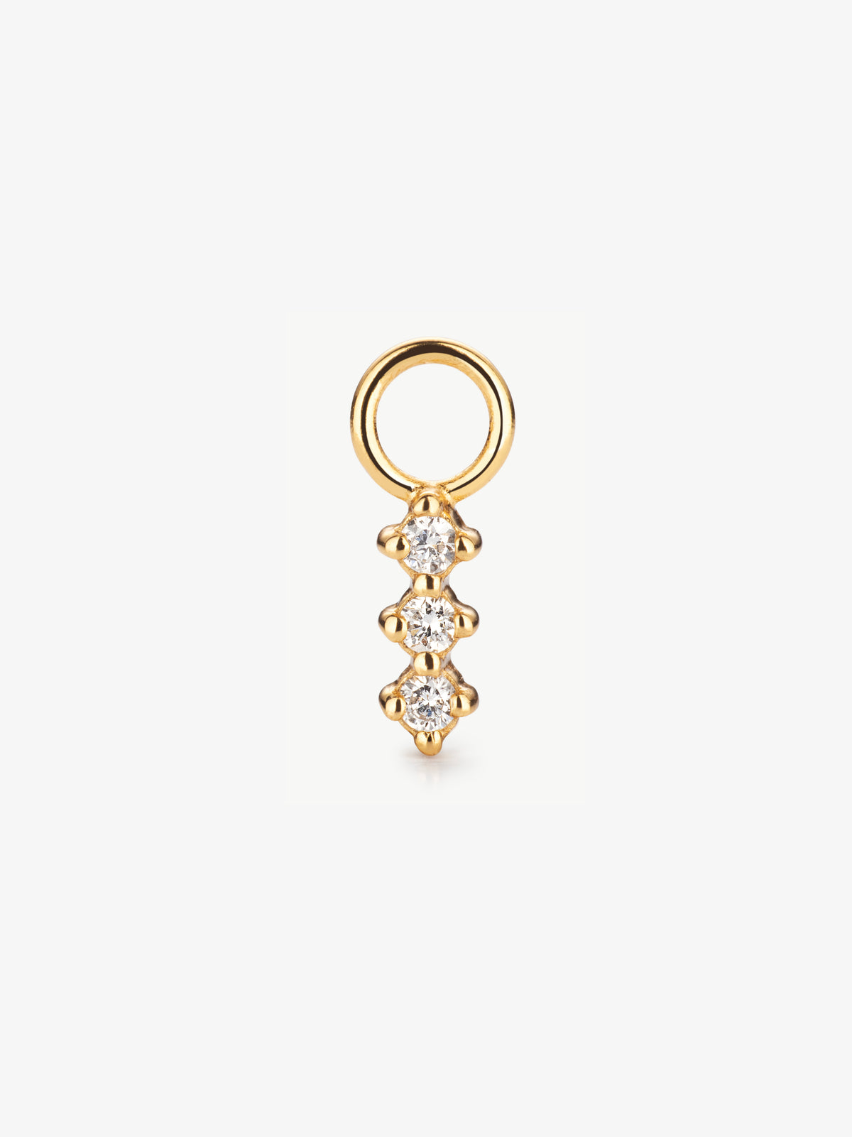 Triple diamond earring charm in gold vermeil