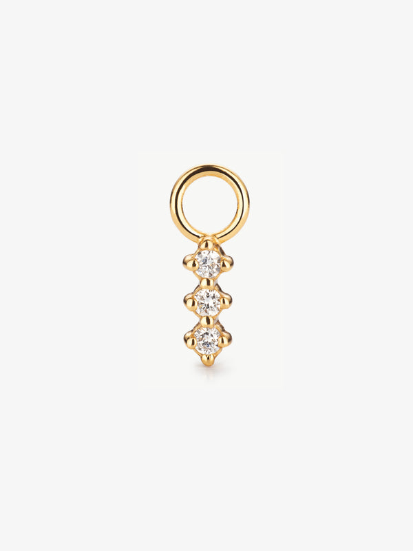 Triple diamond earring charm in gold vermeil