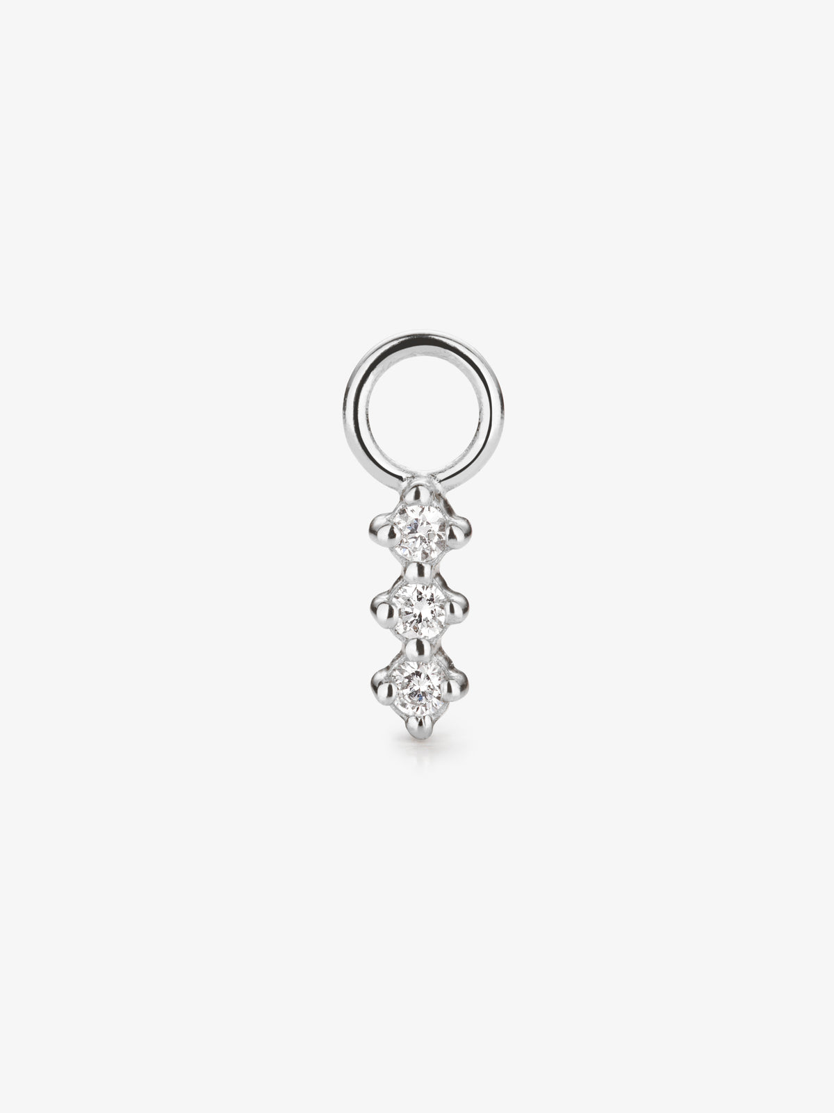 Triple diamond earring charm in Sterling silver