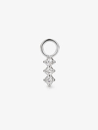 Triple diamond earring charm in Sterling silver
