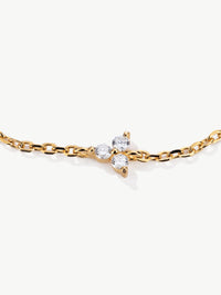 Close up of Trinity Bracelet in 18ct gold vermeil