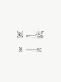 classic and mini lab grown diamond studs earring set in sterling silver