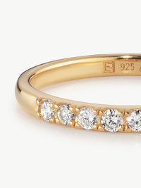 eternity ring close up in gold vermeil  with lab grown diamonds