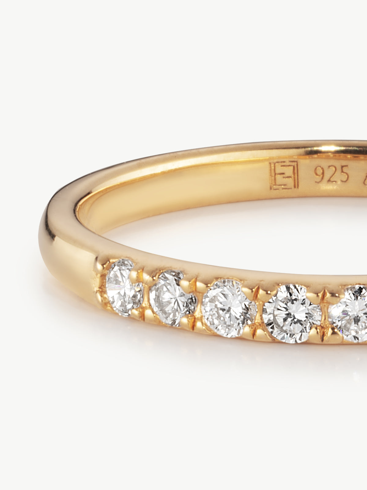 18ct Gold Vermeil lab grown diamond eternity jewellery set close up eternity ring