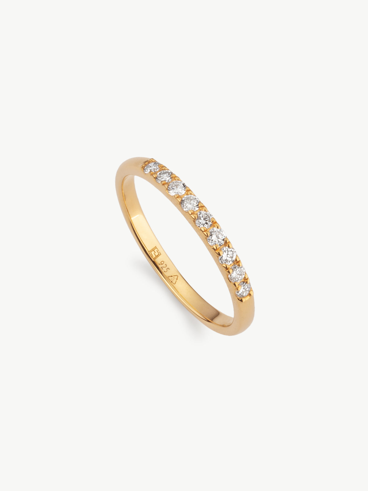 eternity ring in gold vermeil with lab grown diamonds different angle
