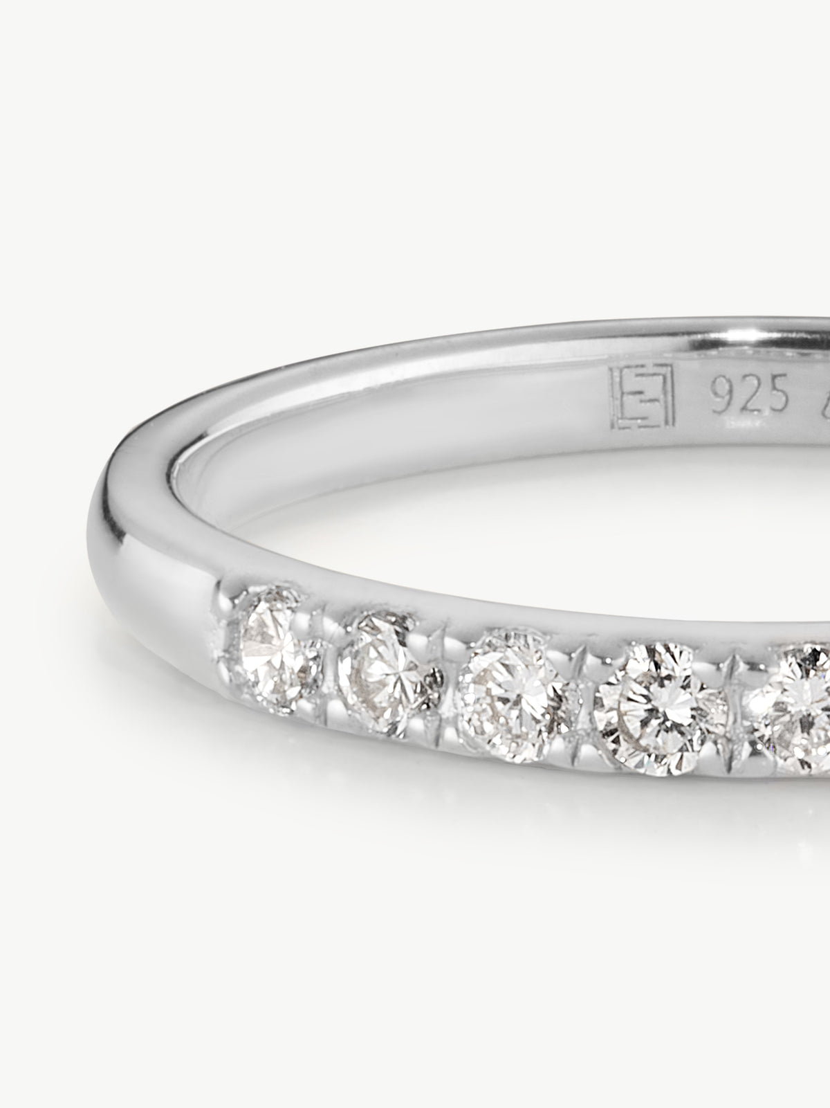 Sterling silver eternity ring close up
