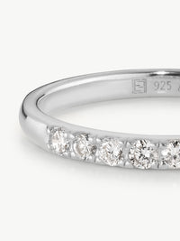 Sterling silver eternity ring close up