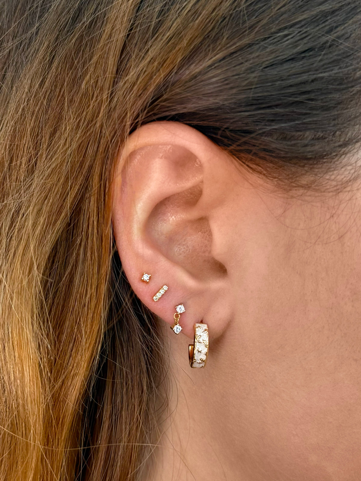 Flora Mother Of Pearl Style Enamel Hoops