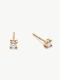 classic and mini lab grown diamond stud earrings in 18ct gold vermeil