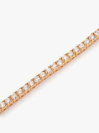 lab grown diamond tennis bracelet in 18ct gold vermeil close up