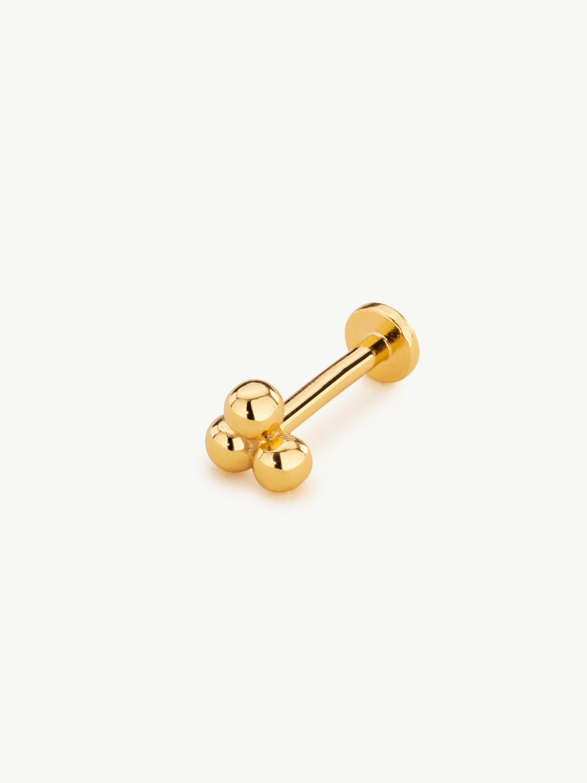 Triple Beaded Helix Stud in gold