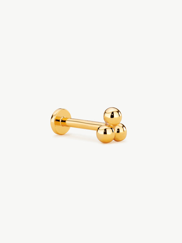 Triple Beaded Helix Stud in 18ct gold vermeil