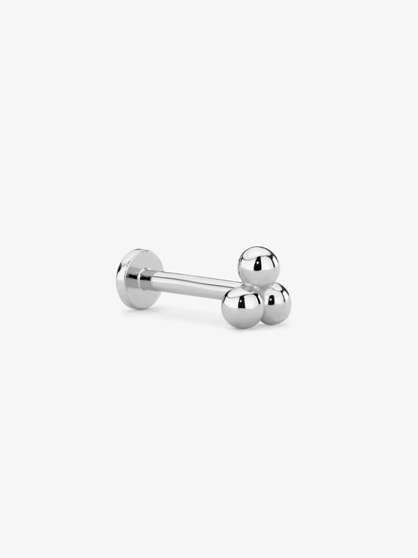Triple Beaded Helix Stud in 925 sterling silver