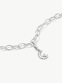 moon charm with moonstone on bracelet in silver 