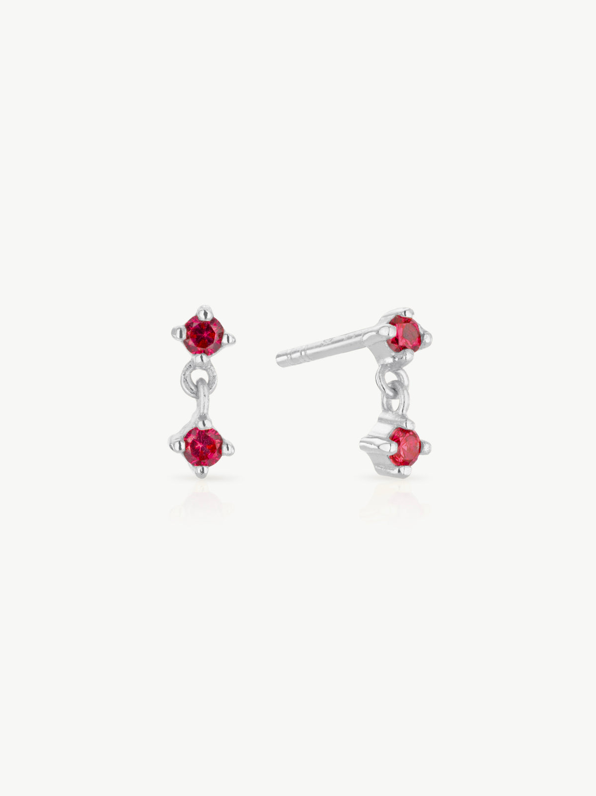 Astra Ruby Stud Earrings in Sterling Silver