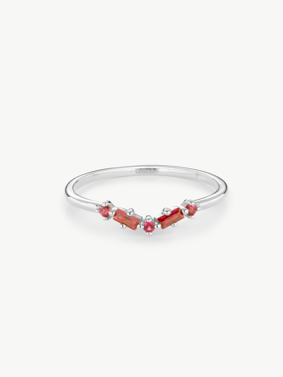 Lab Ruby Wishbone ring in Sterling Silver