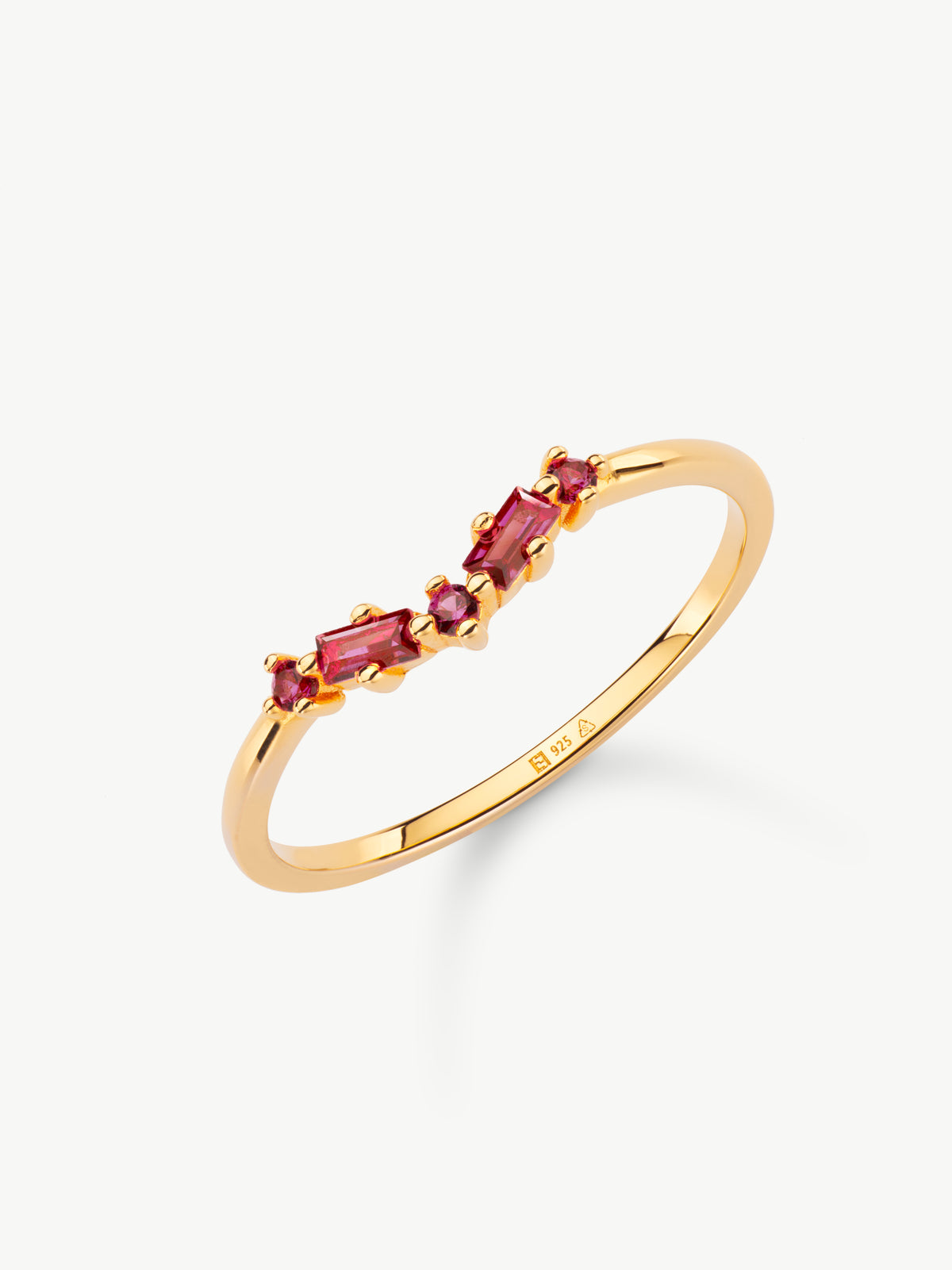 Ruby Wishbone ring in Gold Vermeil