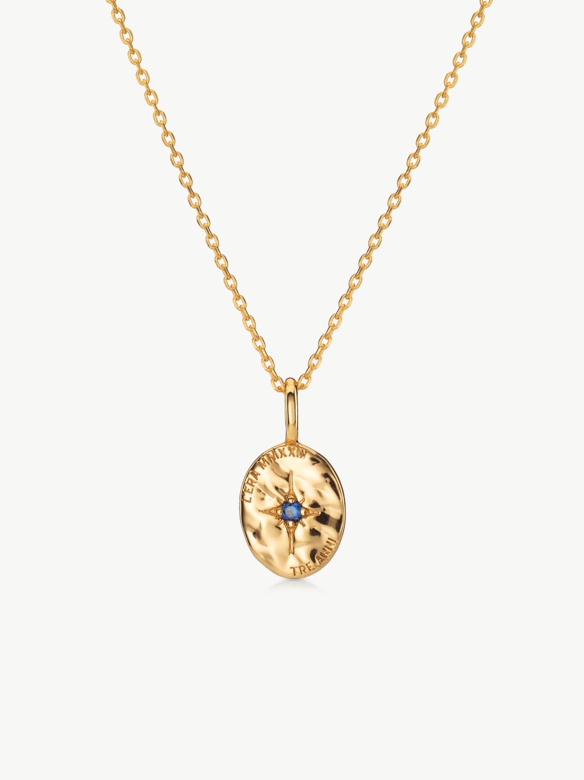 Sapphire pendant in 18ct gold vermeil on chain