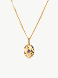 Sapphire pendant in 18ct gold vermeil on chain