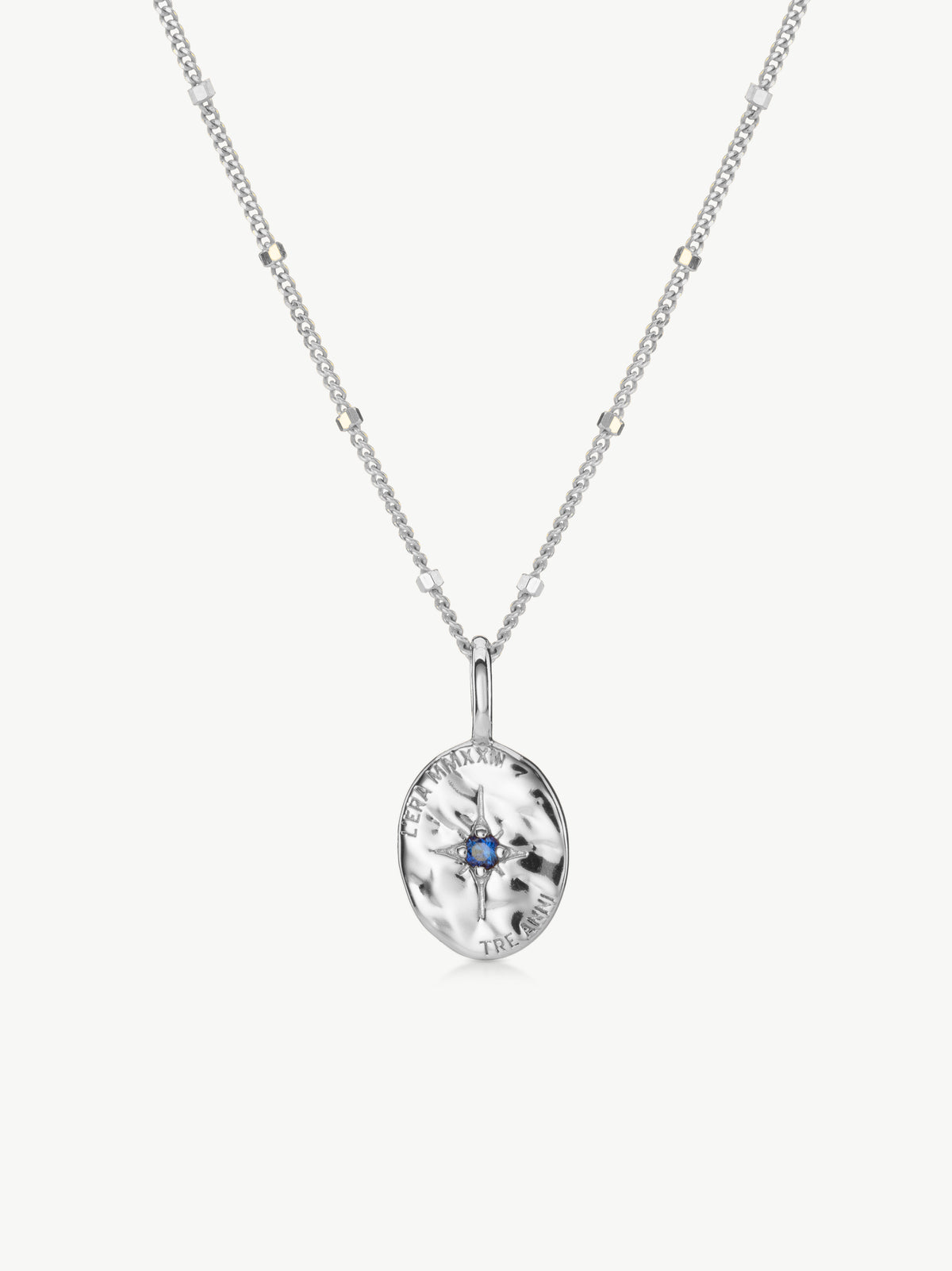 Sapphire pendant in sterling silver on chain