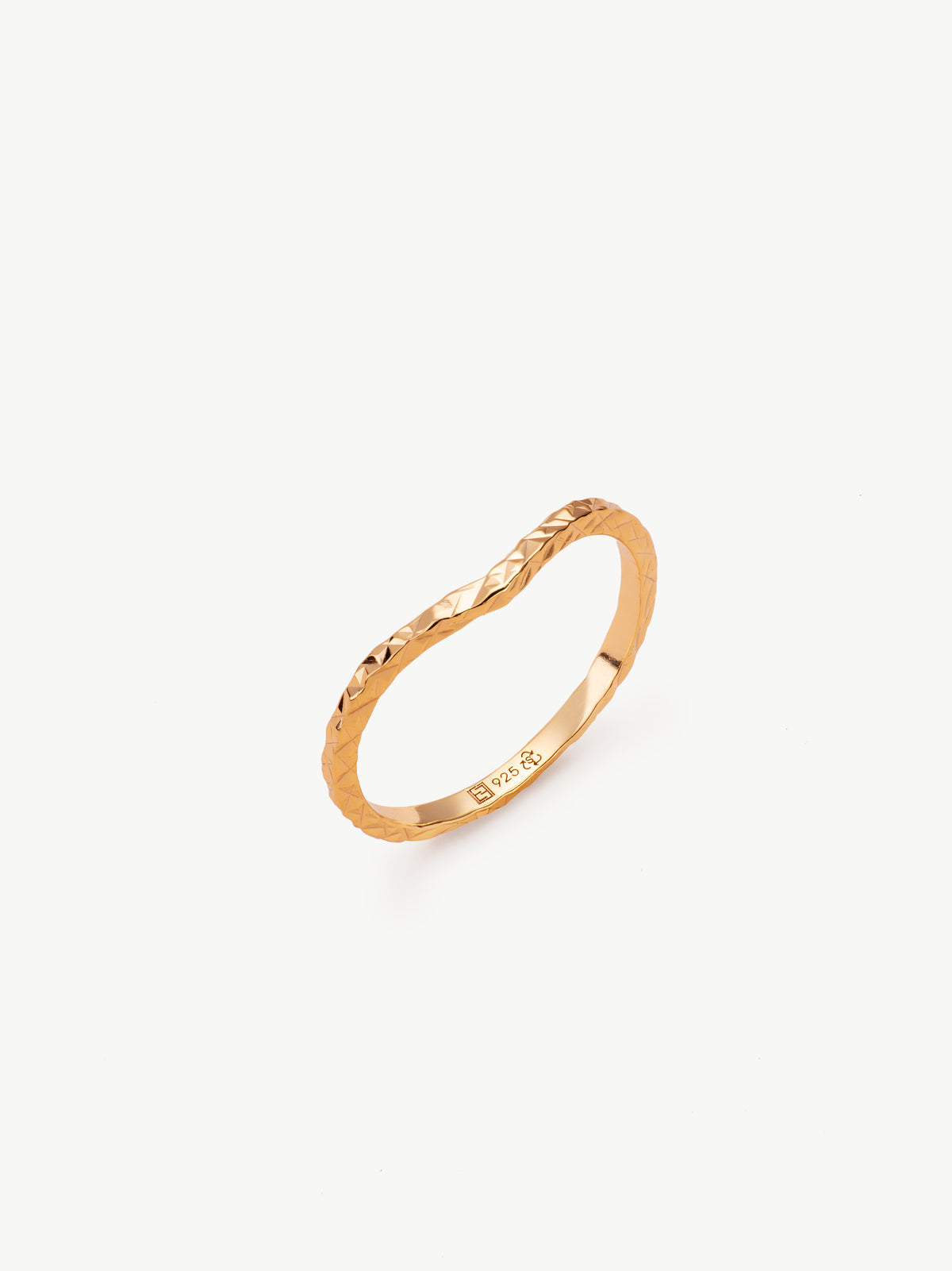 Mini Shimmer Wishbone ring in gold vermeil